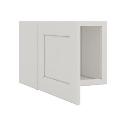 15" Tall 2WS White Shaker Stackable Wall Cabinet - Single Door 9", 12", 15", 18" & 21" Wide