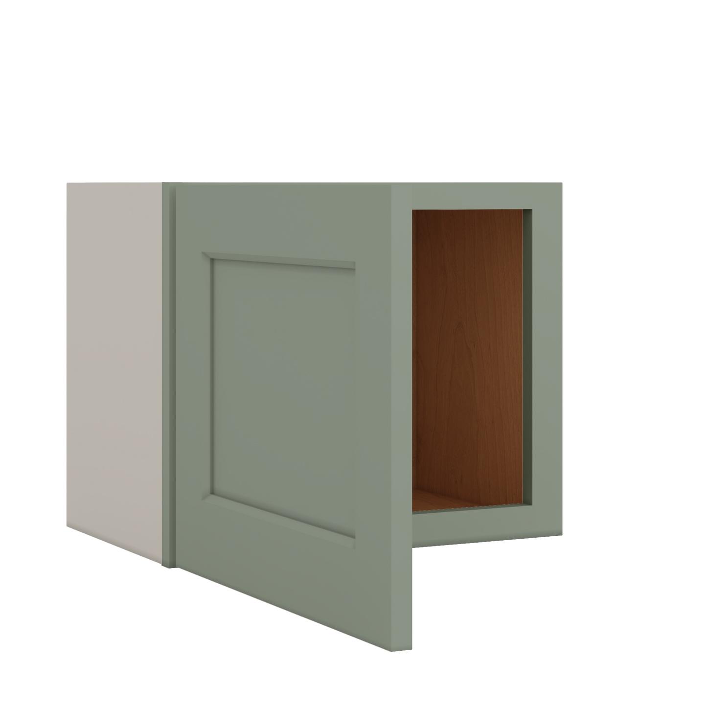 Stackable Wall Cabinet - Single Door 9", 12", 15", 18" & 21" Wide Green Shaker