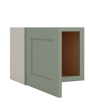 Stackable Wall Cabinet - Single Door 9", 12", 15", 18" & 21" Wide Green Shaker