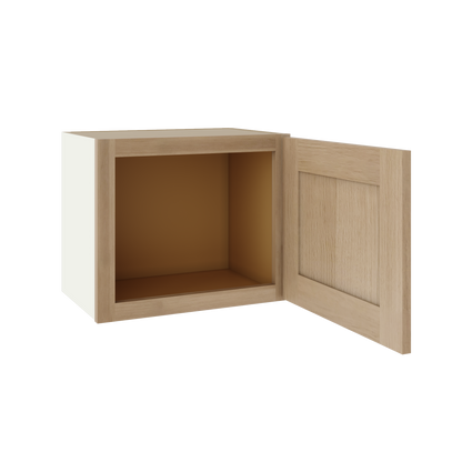 15" Tall x 12" Deep Stacker /  Upper Natural Color 17ROS - Redondo White Oak Shaker 1-1/4" Overlay Wall Cabinet