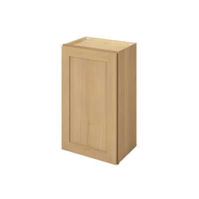 30" Tall Sandstone Birch Shaker 1-1/4" Overlay Wall Cabinet - Single Door 9", 12", 15", 18", 21" WIde