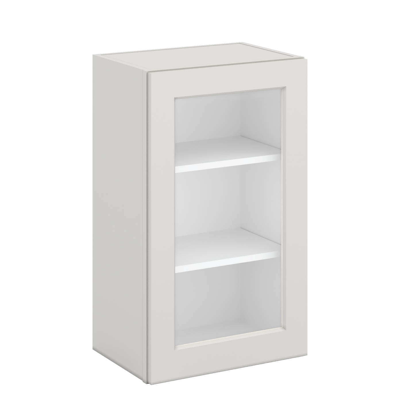 30" Tall 2WS White Shaker 1-1/4" Overlay  Glass Ready Wall Cabinet - Single Door 9", 12", 15", 18", 21" WIde