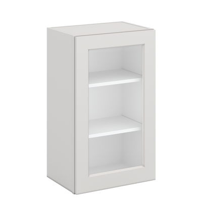 30" Tall 2WS White Shaker 1-1/4" Overlay  Glass Ready Wall Cabinet - Single Door 9", 12", 15", 18", 21" WIde