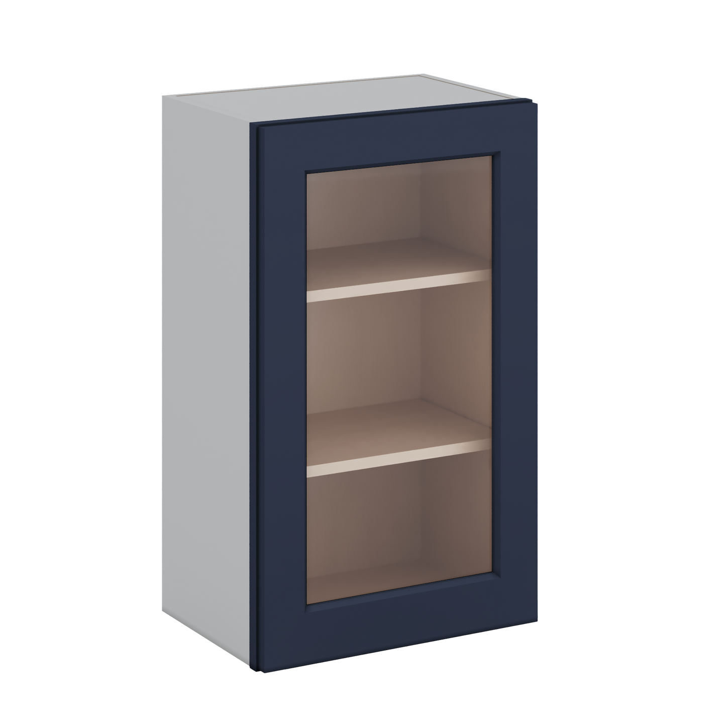 30" Tall NB29-Naval Blue Shaker 1-1/4" Overlay Glass Ready Wall Cabinet - Single Door 9", 12", 15", 18", 21" WIde