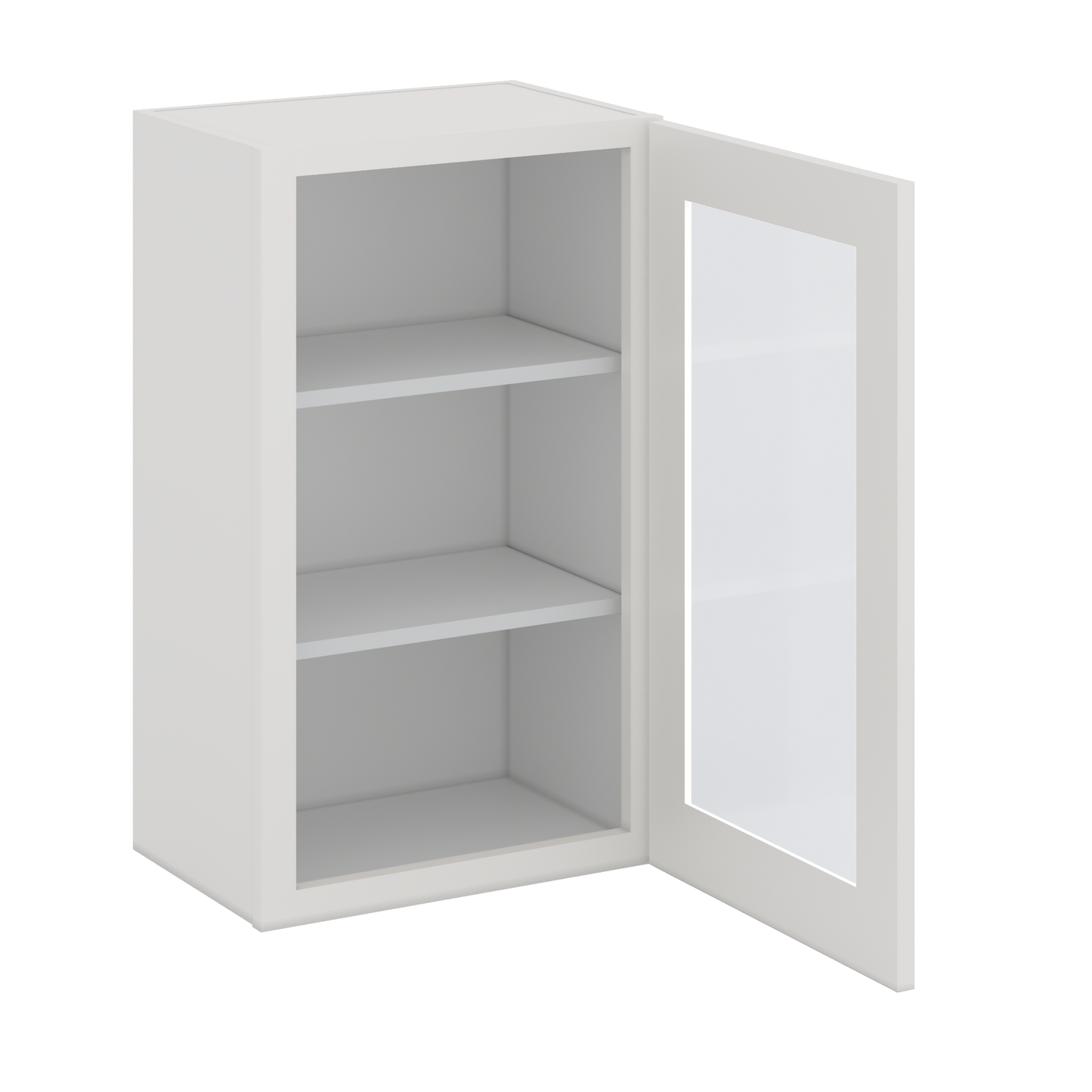30" Tall 2WS White Shaker 1-1/4" Overlay  Glass Ready Wall Cabinet - Single Door 9", 12", 15", 18", 21" WIde