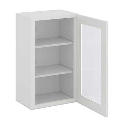 30" Tall 2WS White Shaker 1-1/4" Overlay  Glass Ready Wall Cabinet - Single Door 9", 12", 15", 18", 21" WIde