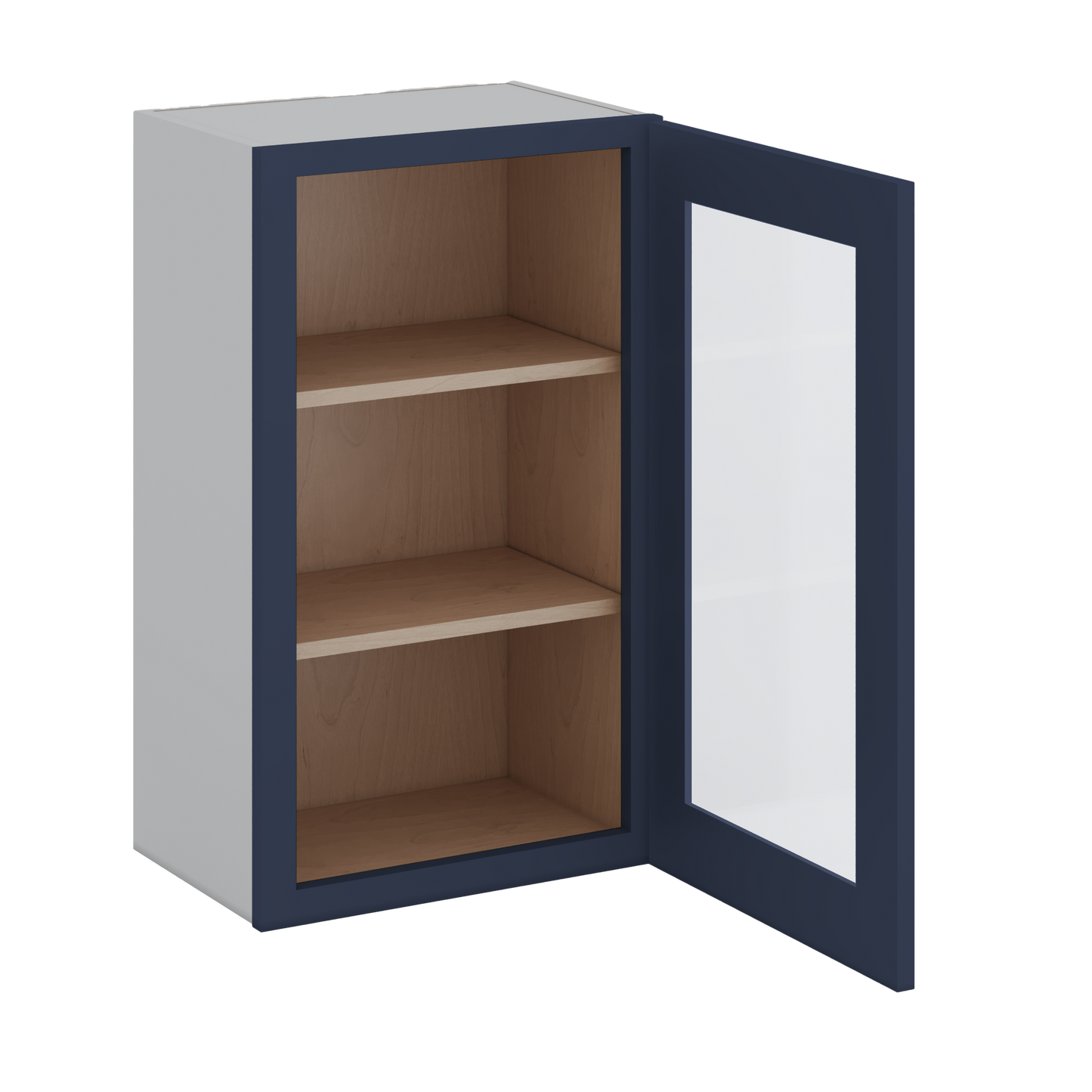 30" Tall NB29-Naval Blue Shaker 1-1/4" Overlay Glass Ready Wall Cabinet - Single Door 9", 12", 15", 18", 21" WIde