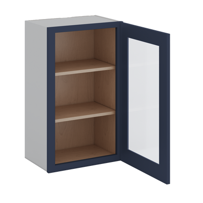 30" Tall NB29-Naval Blue Shaker 1-1/4" Overlay Glass Ready Wall Cabinet - Single Door 9", 12", 15", 18", 21" WIde