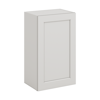 30" Tall 2WS White Shaker 1-1/4" Overlay Wall Cabinet - Single Door 9", 12", 15", 18", 21" WIde