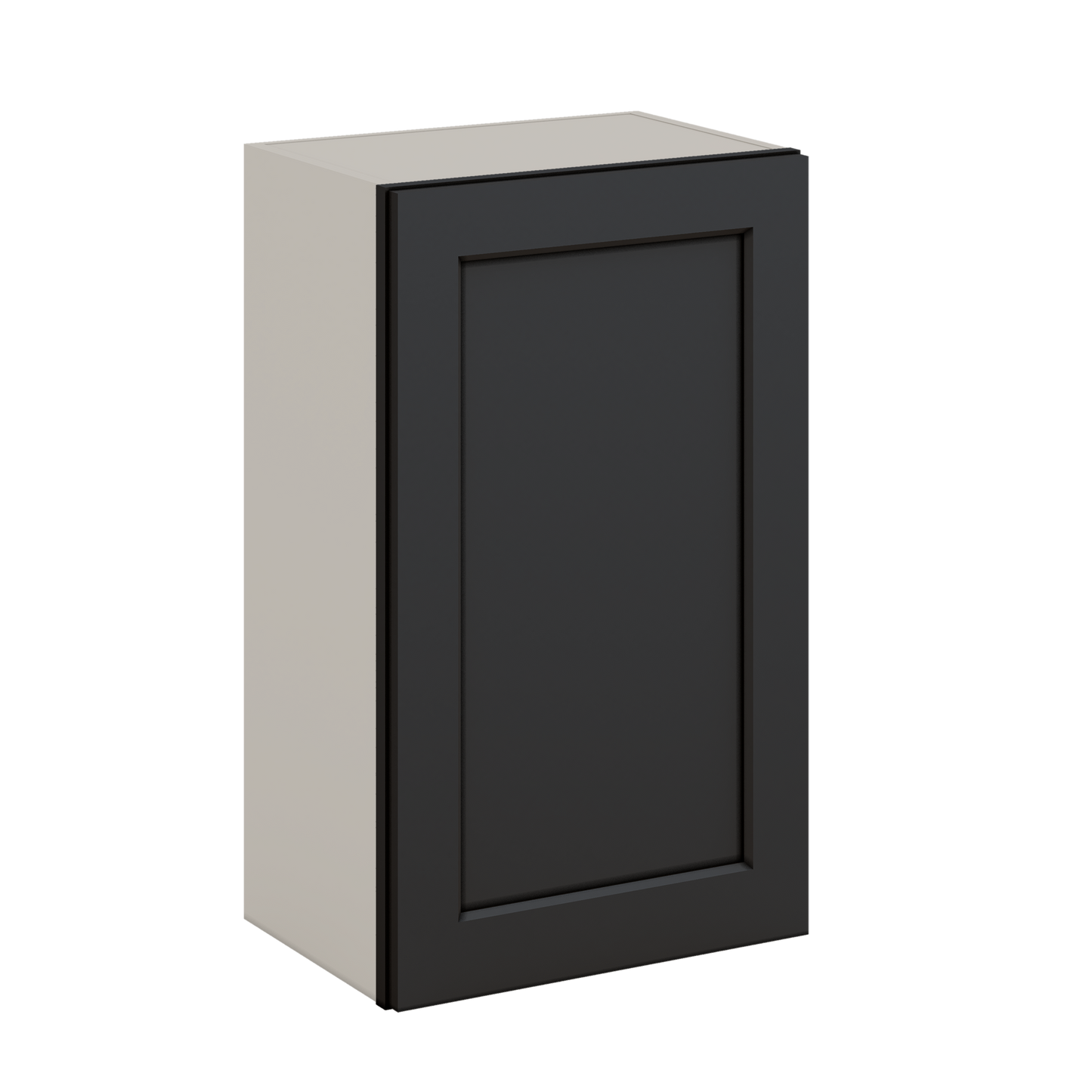 30" Tall 15HNS Hermosa Noir Black Shaker 1-1/4" Overlay Wall Cabinet - Single Door 9", 12", 15", 18", 21" WIde