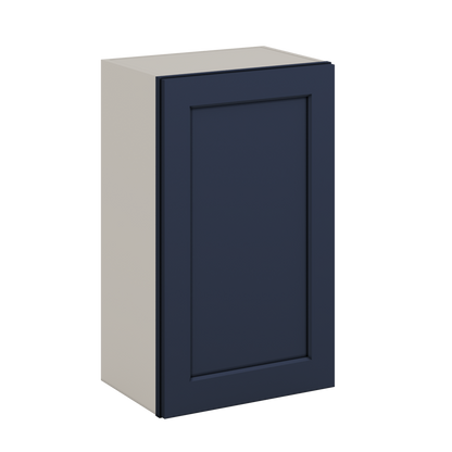 30" Tall NB29- Naval Blue Shaker 1-1/4" Overlay Wall Cabinet - Single Door 9", 12", 15", 18", 21" WIde