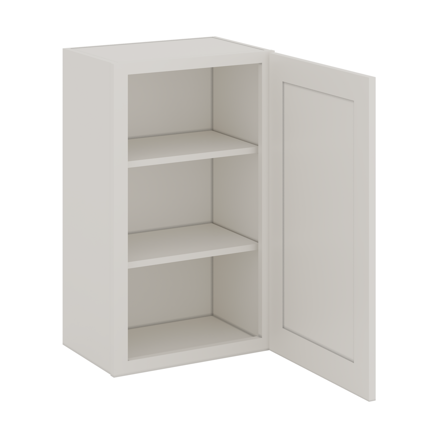 30" Tall 2WS White Shaker 1-1/4" Overlay Wall Cabinet - Single Door 9", 12", 15", 18", 21" WIde