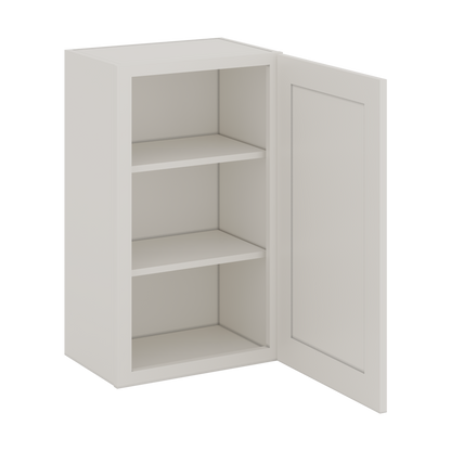 30" Tall 2WS White Shaker 1-1/4" Overlay Wall Cabinet - Single Door 9", 12", 15", 18", 21" WIde
