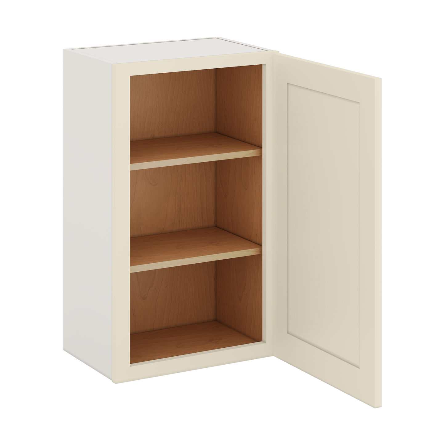 30" Tall Manhattan Cream Shaker 1-1/4" Overlay Wall Cabinet - Single Door 9", 12", 15", 18", 21" WIde