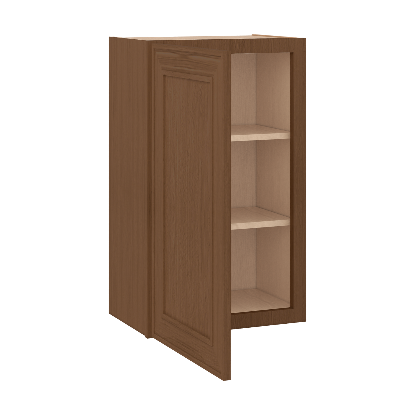 30" Tall Single Door 9", 12", 15", 18" & 21" Wall Cabinet Elegant Craftsman Mocha Shaker 1-1/4" Overlay Shaker