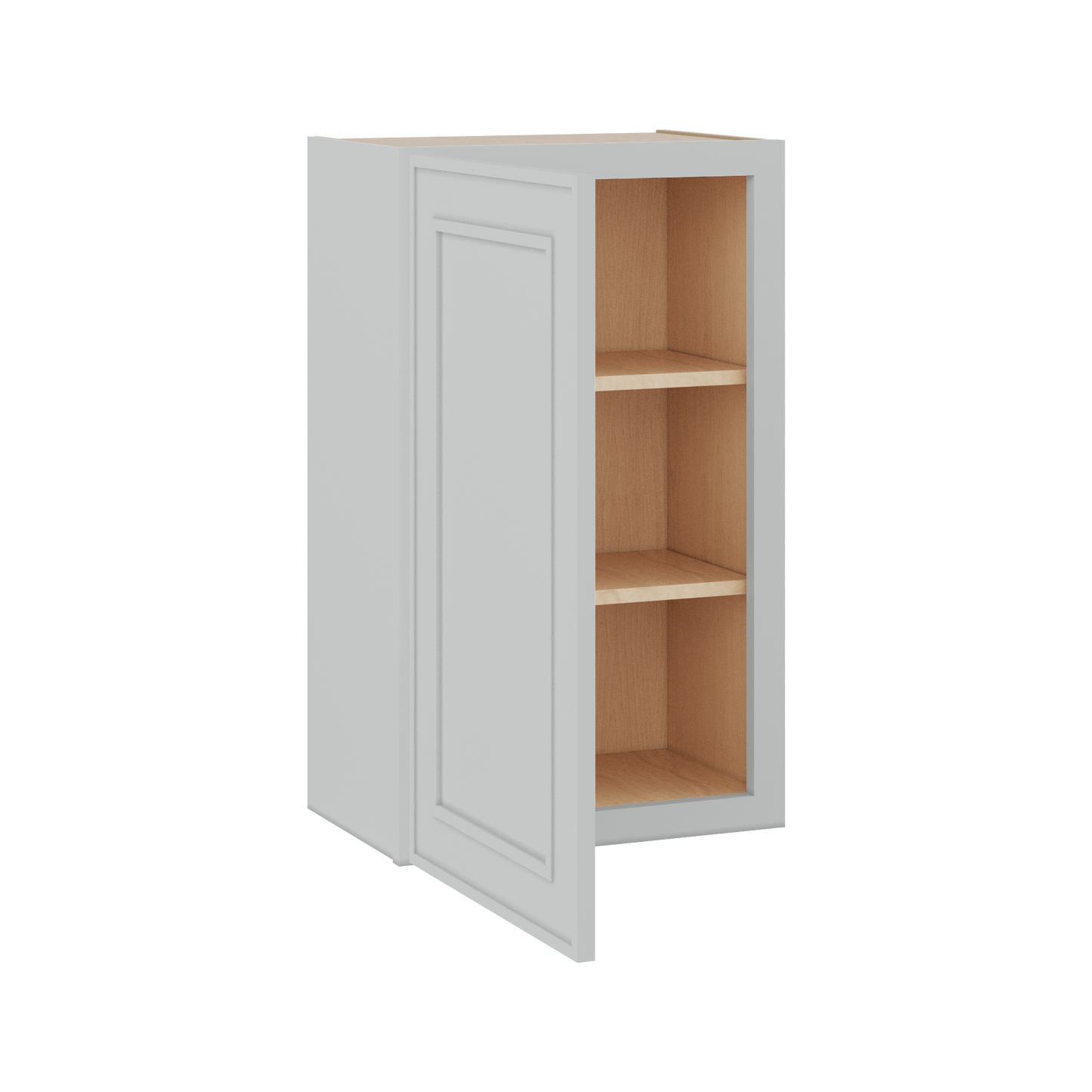 30" Tall Single Door 9", 12", 15", 18" & 21" Wall Cabinet White Elegant Oak Craftsman Shaker 1-1/4" Overlay Shaker