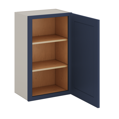 30" Tall NB29- Naval Blue Shaker 1-1/4" Overlay Wall Cabinet - Single Door 9", 12", 15", 18", 21" WIde