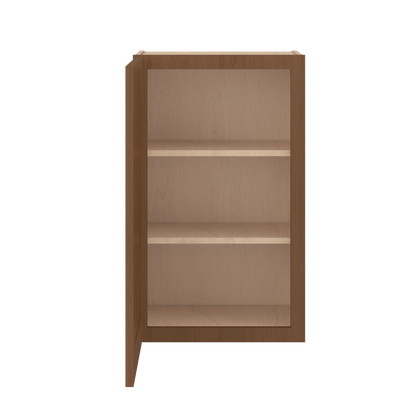 30" Tall Single Door 9", 12", 15", 18" & 21" Wall Cabinet Elegant Craftsman Mocha Shaker 1-1/4" Overlay Shaker