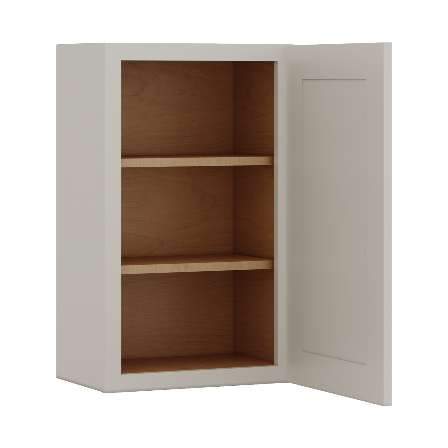 30" Tall 27LGDS Laguna Gray Double Shaker Wall Cabinet - Single Door 9", 12", 15", 18", 21" WIde