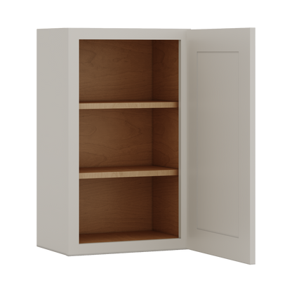 30" Tall 27LGDS Laguna Gray Double Shaker Wall Cabinet - Single Door 9", 12", 15", 18", 21" WIde