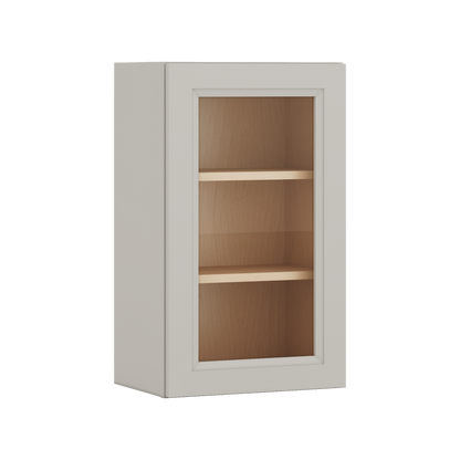 30" Tall 27LGDS Laguna Gray Double Shaker Glass Ready Wall Cabinet - Single Door 9", 12", 15", 18", 21" WIde