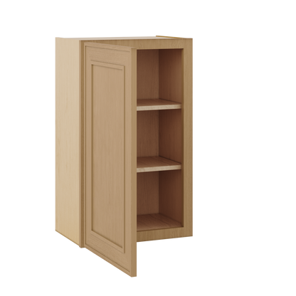 30" Tall Single Door 9", 12", 15", 18" & 21" Wall Cabinet Elegant Oak Craftsman Shaker 1-1/4" Overlay Shaker