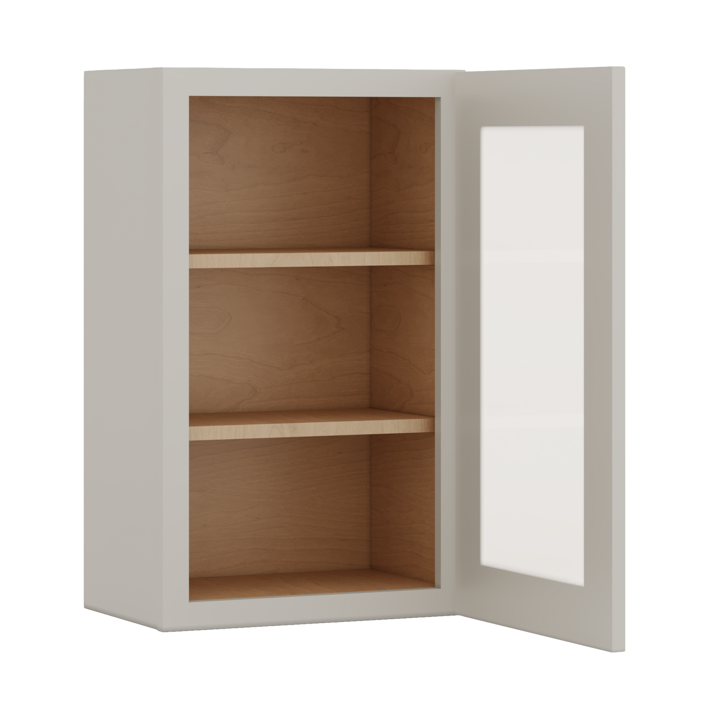 30" Tall 27LGDS Laguna Gray Double Shaker Glass Ready Wall Cabinet - Single Door 9", 12", 15", 18", 21" WIde