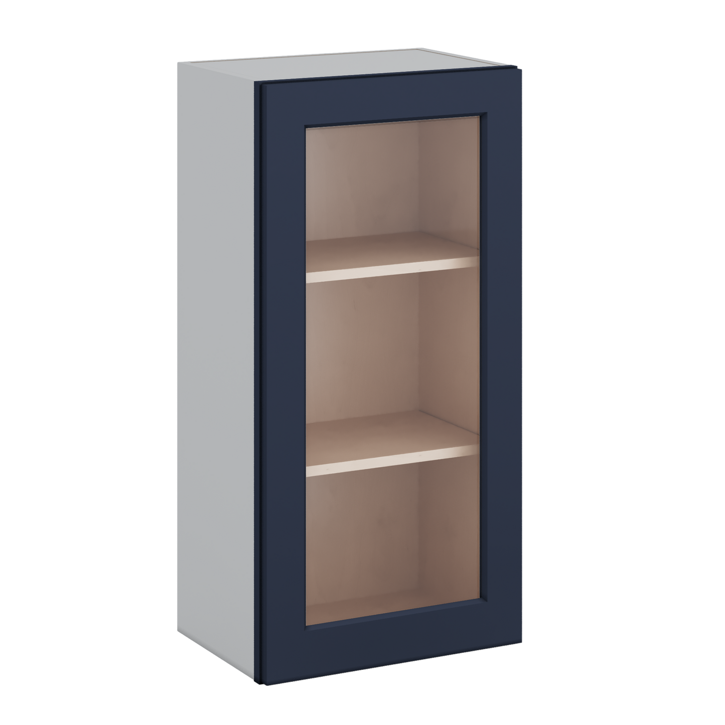 36" Tall NB29 Naval Blue Shaker 1-1/4" Overlay Glass Ready Wall Cabinet - Single Door 9", 12", 15", 18", 21"