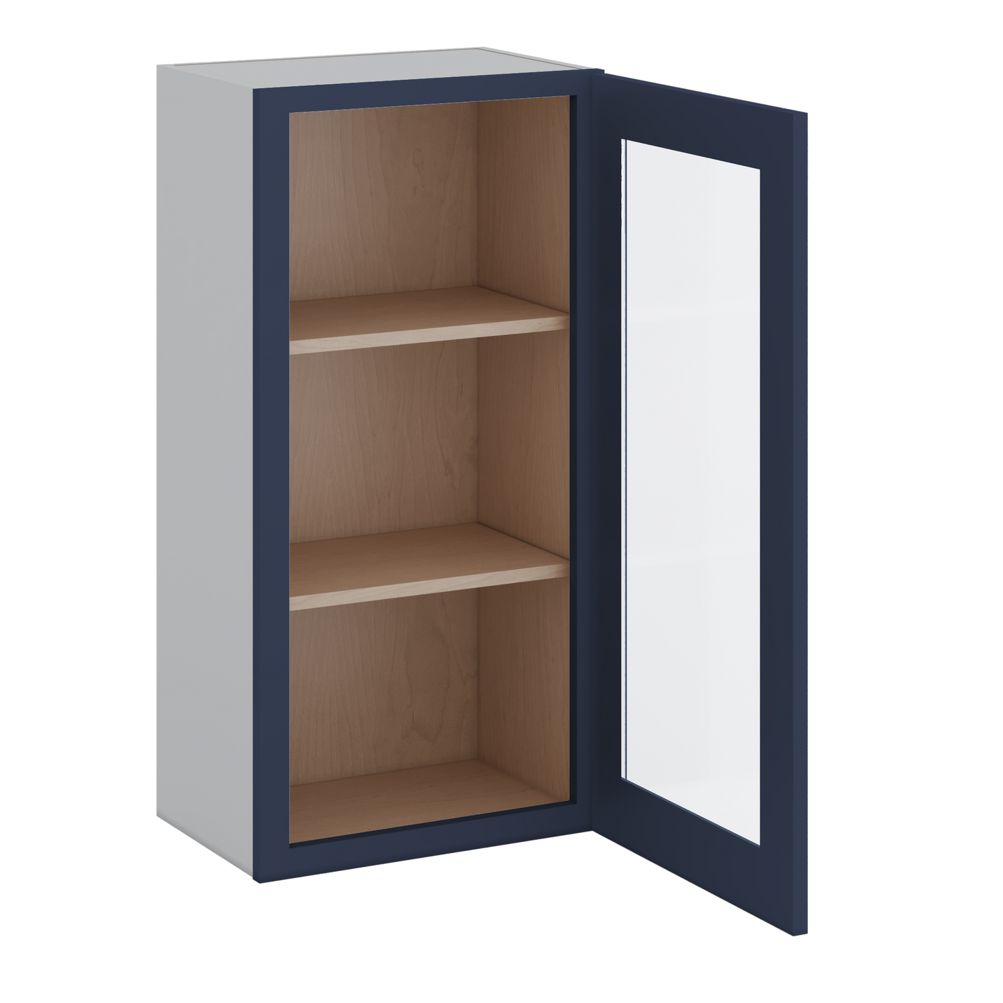 36" Tall NB29 Naval Blue Shaker 1-1/4" Overlay Glass Ready Wall Cabinet - Single Door 9", 12", 15", 18", 21"