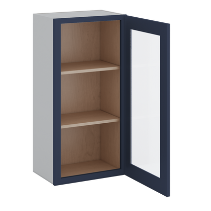 36" Tall NB29 Naval Blue Shaker 1-1/4" Overlay Glass Ready Wall Cabinet - Single Door 9", 12", 15", 18", 21"