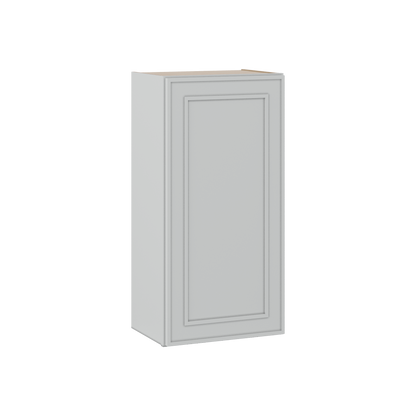 36" Tall Single Door 9", 12", 15", 18" & 21" White Elegant Oak 1-1/4" Overlay Shaker Wall Cabinet