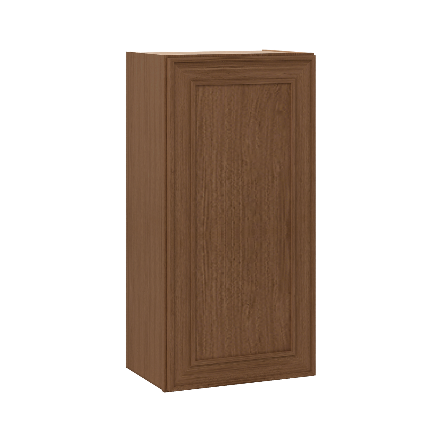 36" Tall Single Door 9", 12", 15", 18" & 21" Mocha Elegant Oak 1-1/4" Overlay Shaker Wall Cabinet