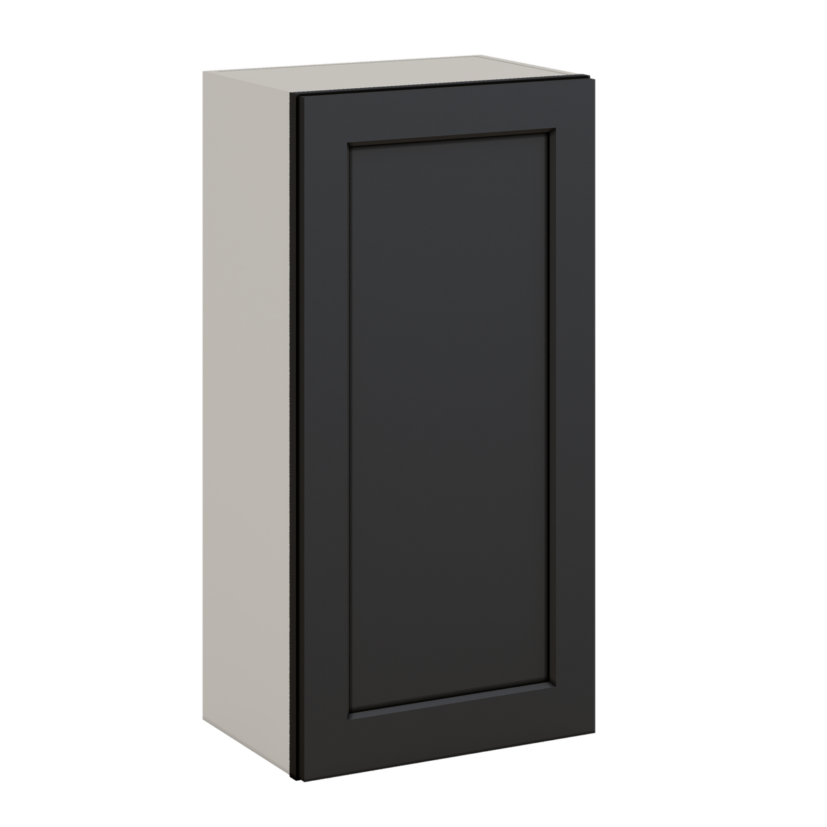36" Tall 15HNS Hermosa Noir Black Shaker 1-1/4" Overlay Wall Cabinet - Single Door 9", 12", 15", 18", 21"