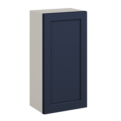 36" Tall NB29 Naval Blue Shaker 1-1/4" Overlay Wall Cabinet - Single Door 9", 12", 15", 18", 21"