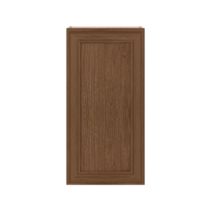 36" Tall Single Door 9", 12", 15", 18" & 21" Mocha Elegant Oak 1-1/4" Overlay Shaker Wall Cabinet