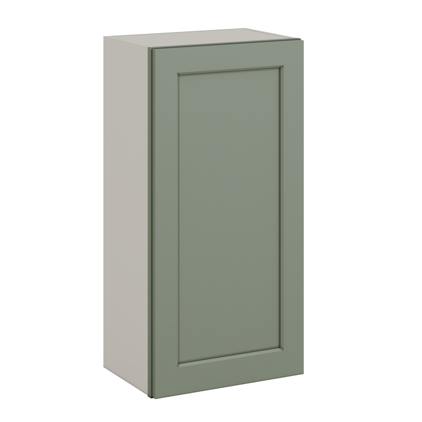 36" Tall Green Shaker 1-1/4" Overlay Wall Cabinet - Single Door 9", 12", 15", 18", 21"