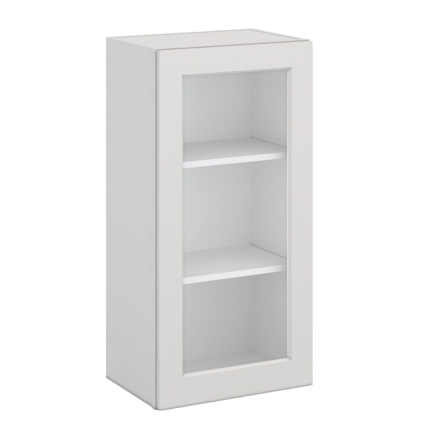 36" Tall 2WS White Shaker 1-1/4" Overlay Glass Ready Wall Cabinet - Single Door 9", 12", 15", 18", 21"