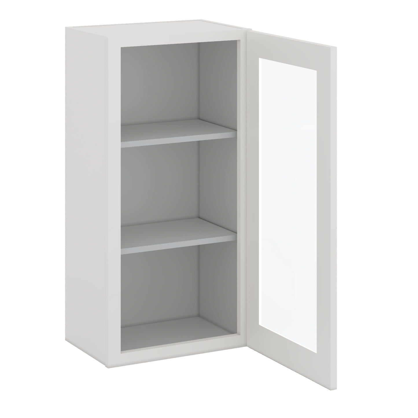 36" Tall 2WS White Shaker 1-1/4" Overlay Glass Ready Wall Cabinet - Single Door 9", 12", 15", 18", 21"