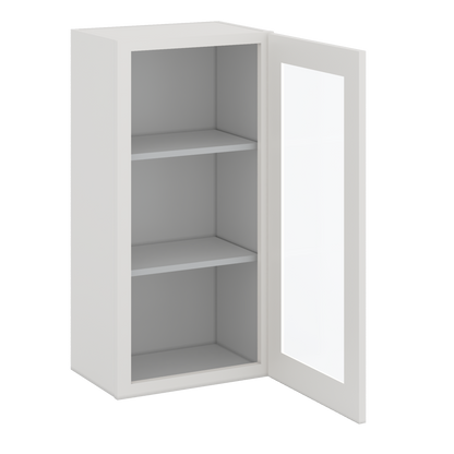 36" Tall 2WS White Shaker 1-1/4" Overlay Glass Ready Wall Cabinet - Single Door 9", 12", 15", 18", 21"