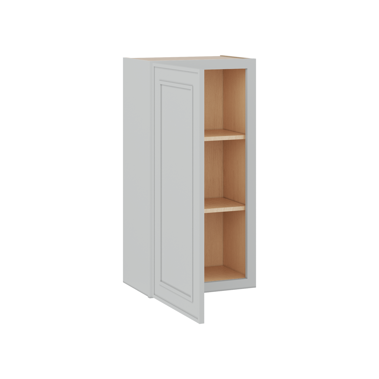 36" Tall Single Door 9", 12", 15", 18" & 21" White Elegant Oak 1-1/4" Overlay Shaker Wall Cabinet
