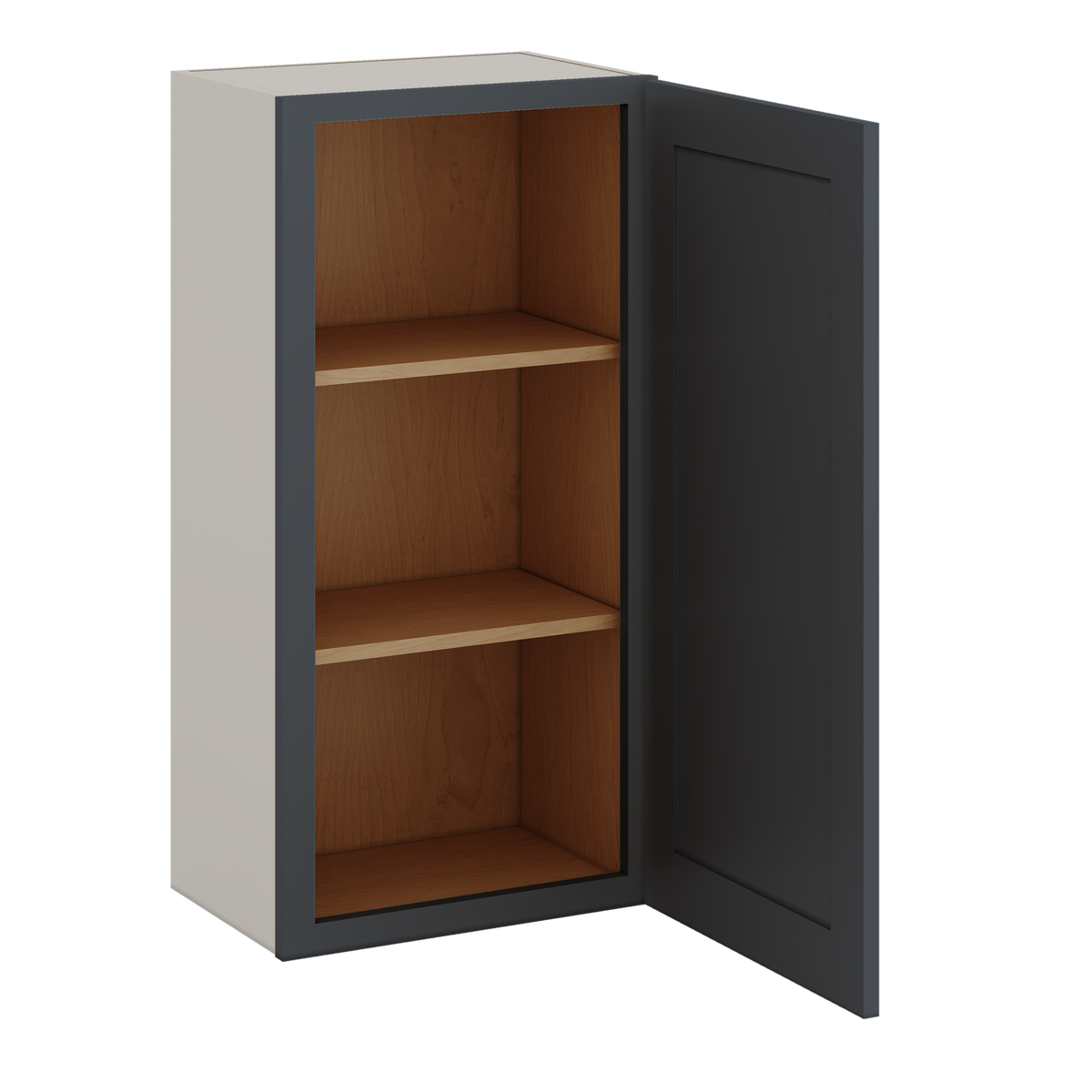 36" Tall 15HNS Hermosa Noir Black Shaker 1-1/4" Overlay Wall Cabinet - Single Door 9", 12", 15", 18", 21"