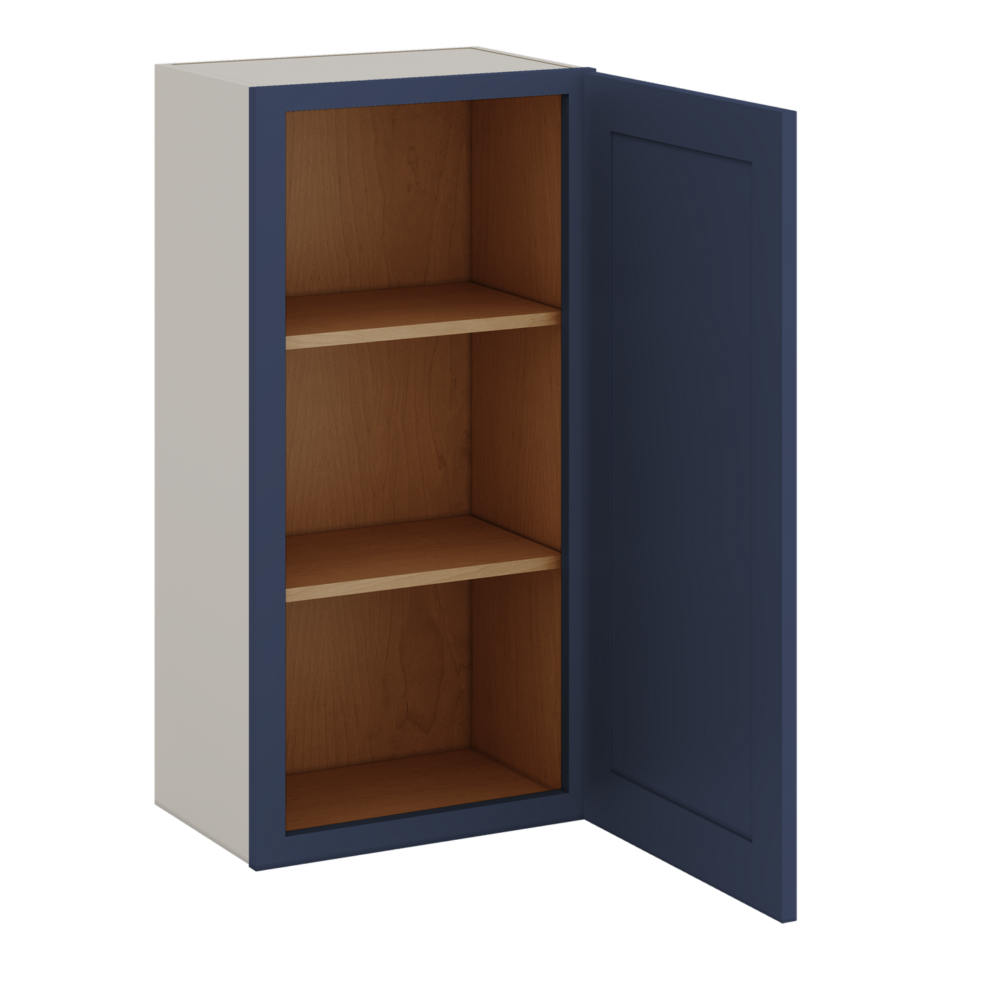 36" Tall NB29 Naval Blue Shaker 1-1/4" Overlay Wall Cabinet - Single Door 9", 12", 15", 18", 21"