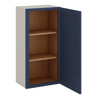36" Tall NB29 Naval Blue Shaker 1-1/4" Overlay Wall Cabinet - Single Door 9", 12", 15", 18", 21"