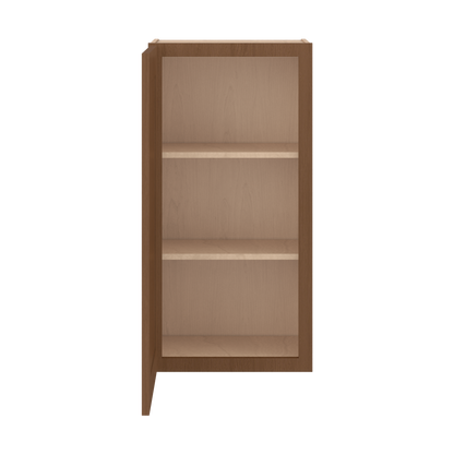 36" Tall Single Door 9", 12", 15", 18" & 21" Elegant Craftsman Mocha Shaker Wall Cabinet