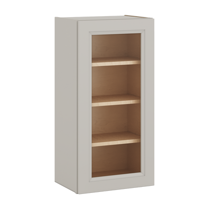 36" Tall 27LGDS Laguna Gray Double Shaker Glass Ready Wall Cabinet - Single Door 9", 12", 15", 18", 21"