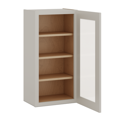 36" Tall 27LGDS Laguna Gray Double Shaker Glass Ready Wall Cabinet - Single Door 9", 12", 15", 18", 21"