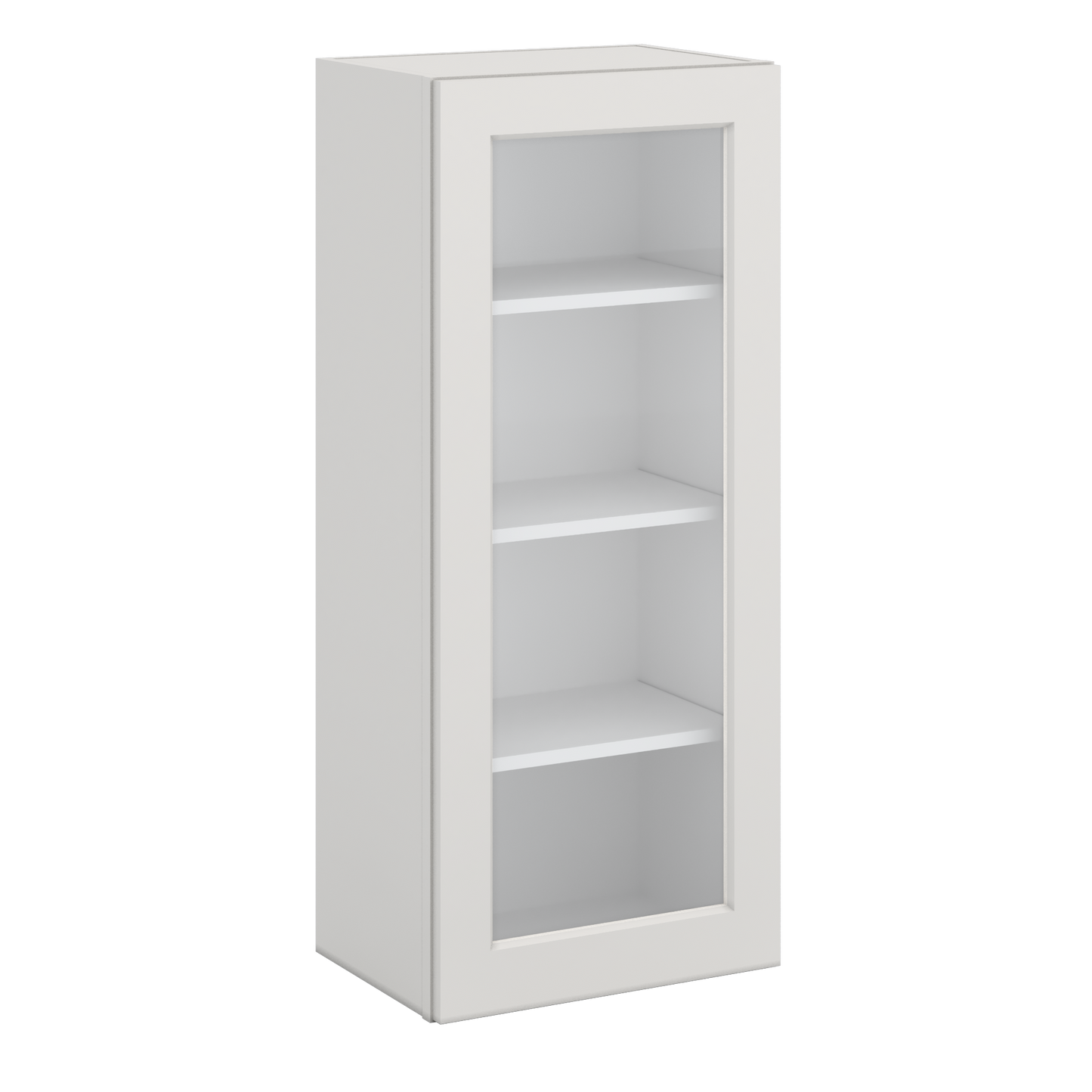 42" Tall 2WS White Shaker 1-1/4" Overlay Glass Ready Wall Cabinet - Single Door 9", 12", 15", 18", 21"