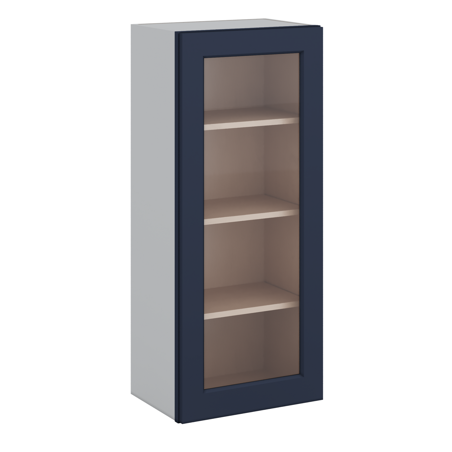42" Tall NB29 Naval Blue Shaker 1-1/4" Overlay Glass Ready Wall Cabinet - Single Door 9", 12", 15", 18", 21"
