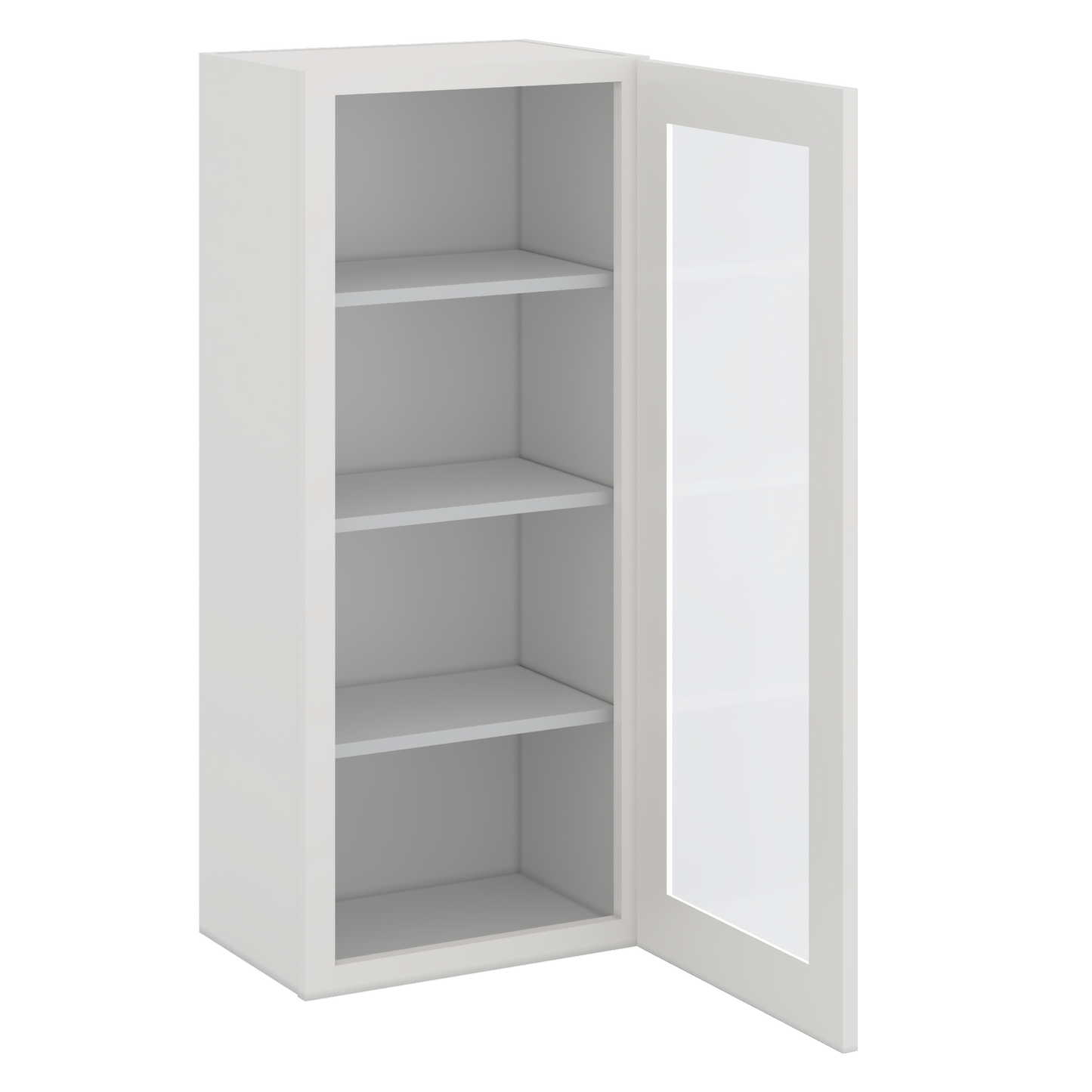 42" Tall 2WS White Shaker 1-1/4" Overlay Glass Ready Wall Cabinet - Single Door 9", 12", 15", 18", 21"