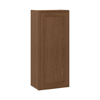 42" Tall Single Door 9", 12", 15", 18" & 21" Elegant Craftsman Mocha Shaker 1-1/4" Overlay Wall Cabinet